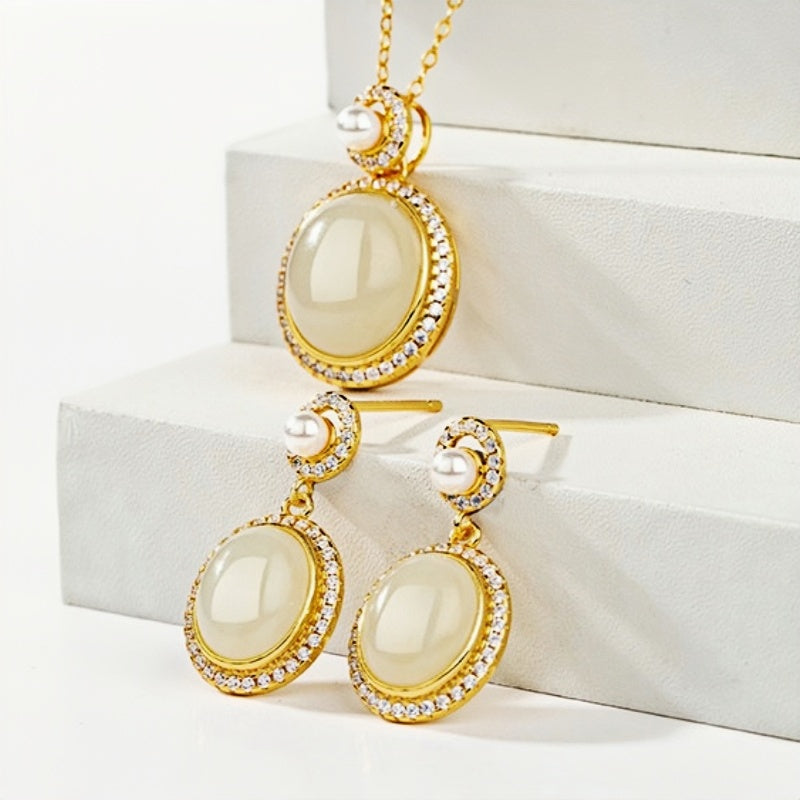 Collier de jade Hetian naturel éclat lunaire