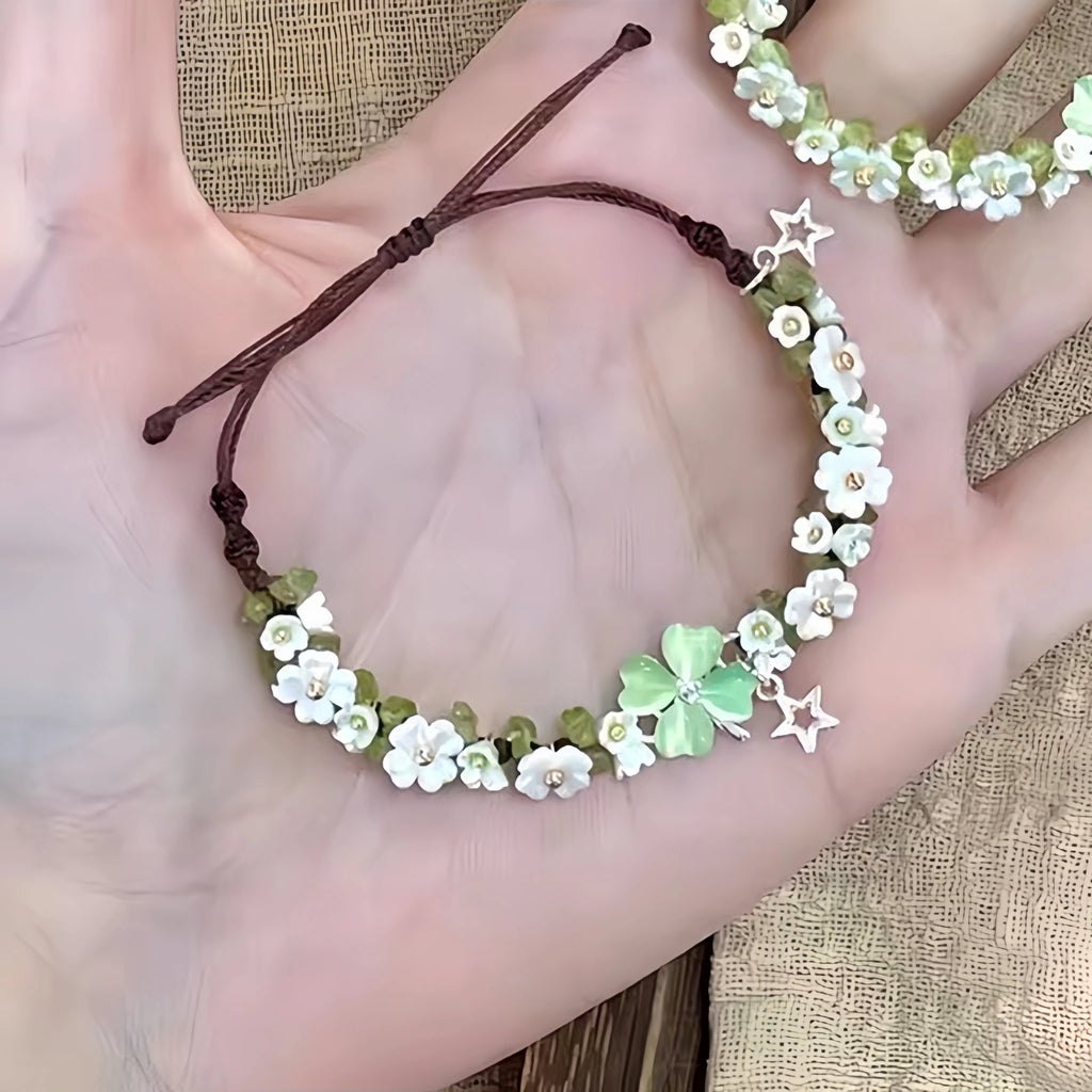 Bracelet tressé floral fait main