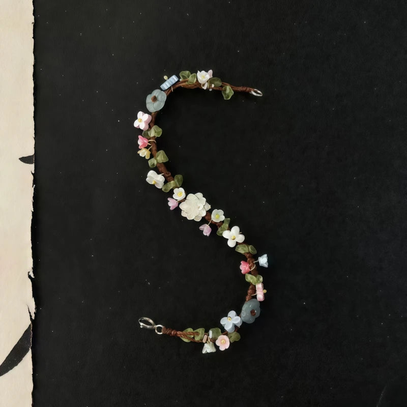 Bracelet tressé floral fait main