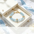 Bracelet porte-bonheur double couche aigue-marine - Souhait de l'océan