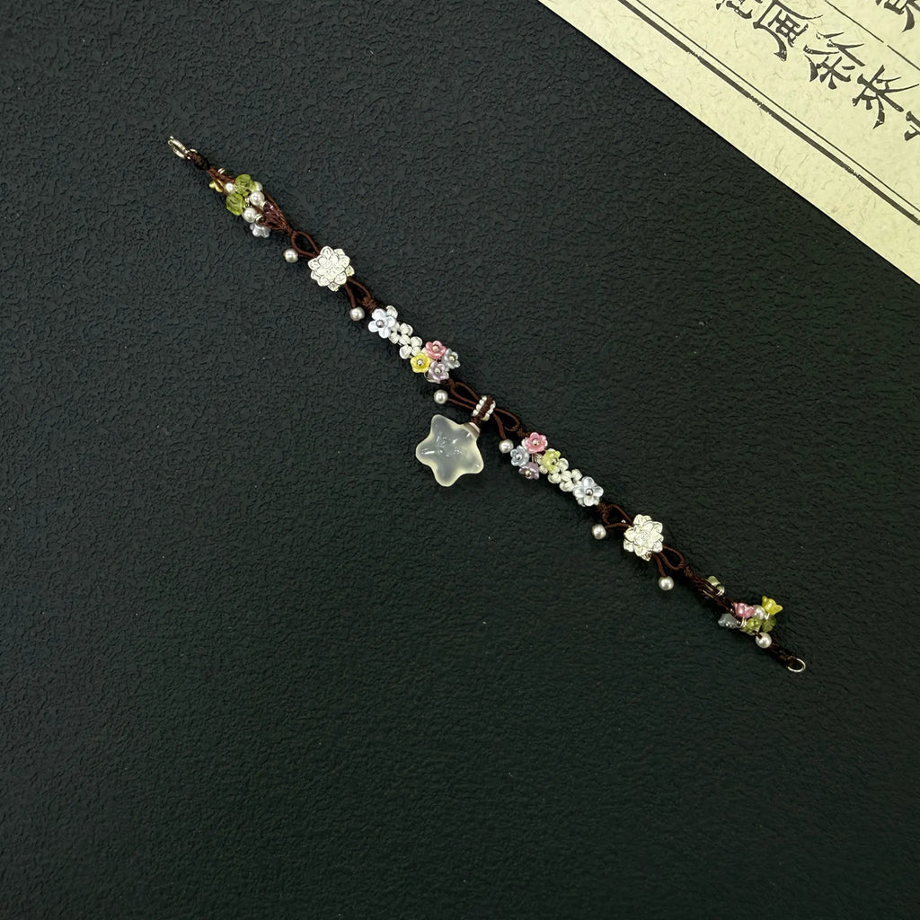 Bracelet tressé floral fait main
