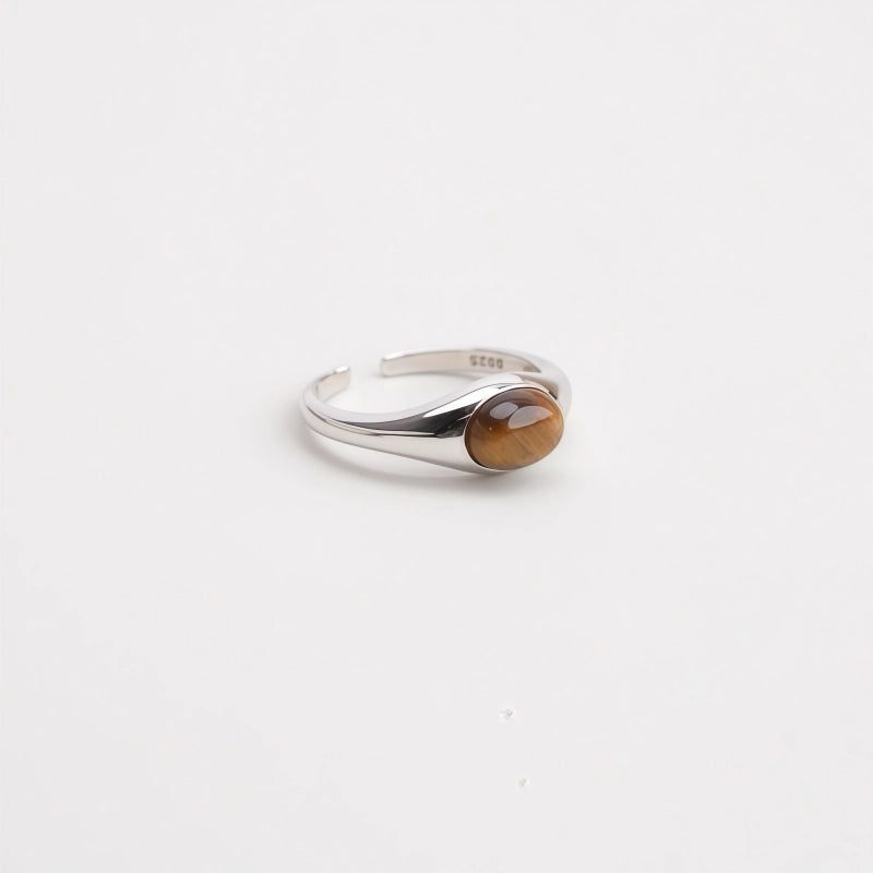 Natural Tiger Eye Stone Ring With Retro Temperament, Light Luxury Versatile Ring