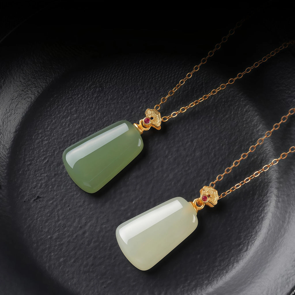Natural Trapezoid Hetian Jade Wu Shi Pai Necklace - Peace & Purity