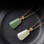 Natural Trapezoid Hetian Jade Wu Shi Pai Necklace - Peace & Purity