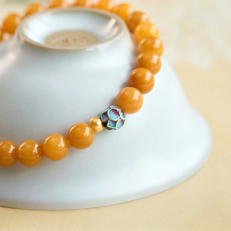 Bracelet Cloisonné Lotus Pur Ambre Naturel