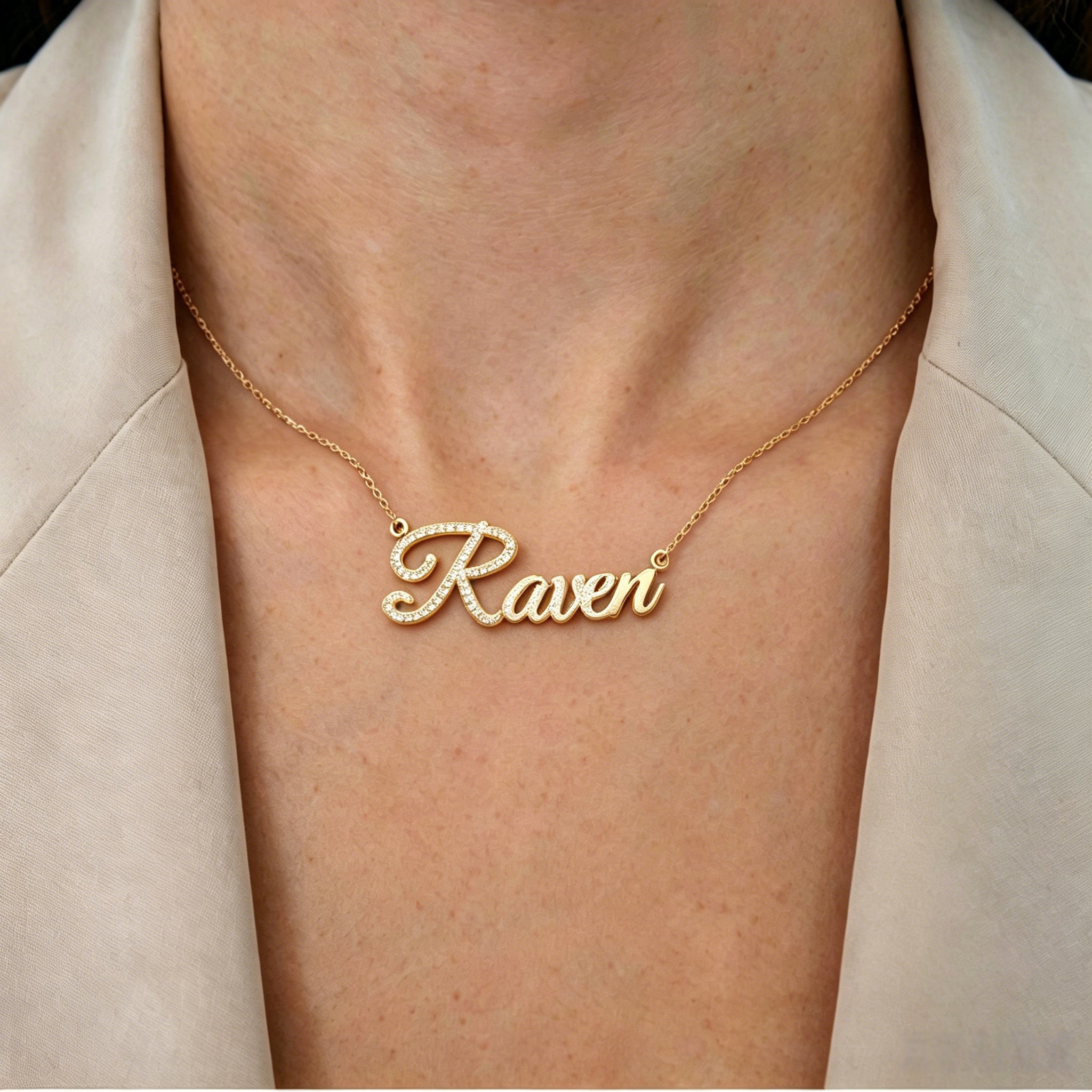 Personalized Initial Pave Diamond Name Necklace | Minimalist High-End Letter Jewelry