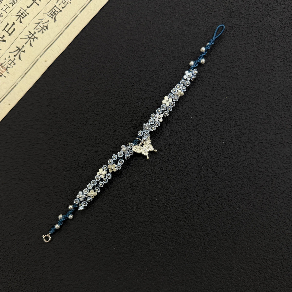 S925 Sterling Silver Butterfly & Flower Bracelet - Blossom & Transformation Energy