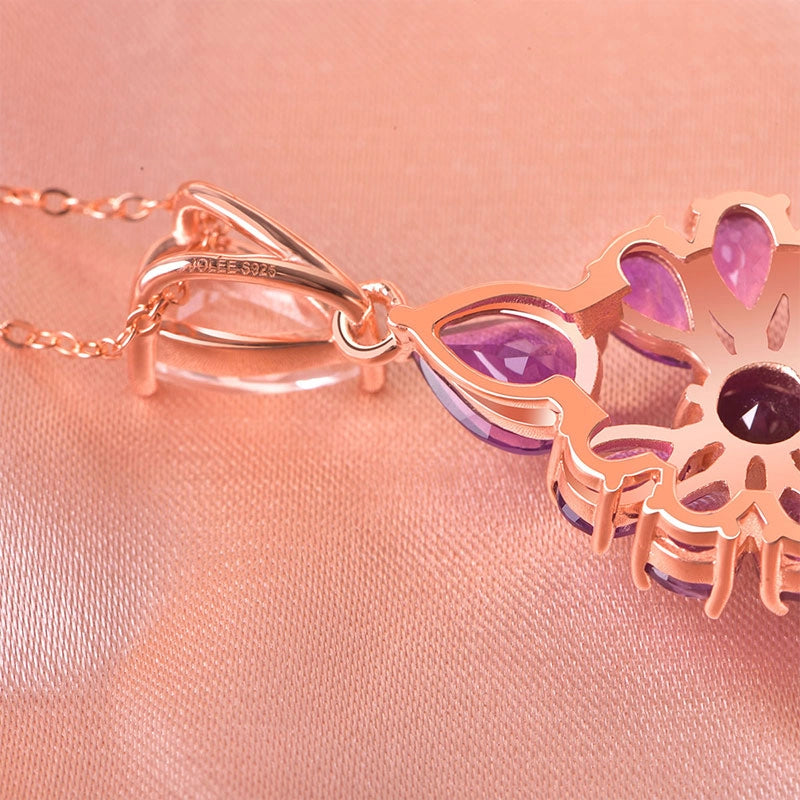 Royal Purple Bloom Natural Amethyst Necklace - Calm & Clarity