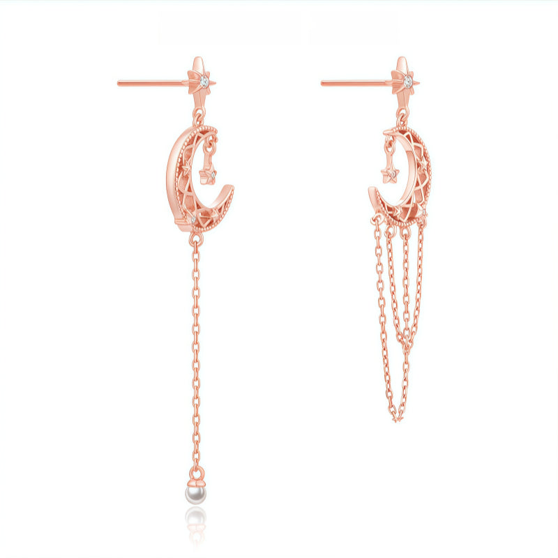 Asymmetric Earrings with Star Moon Tassels - Anchor Inner Peace