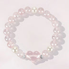 Natural Rose Quartz & Freshwater Pearl Bracelet - True Love Prelude