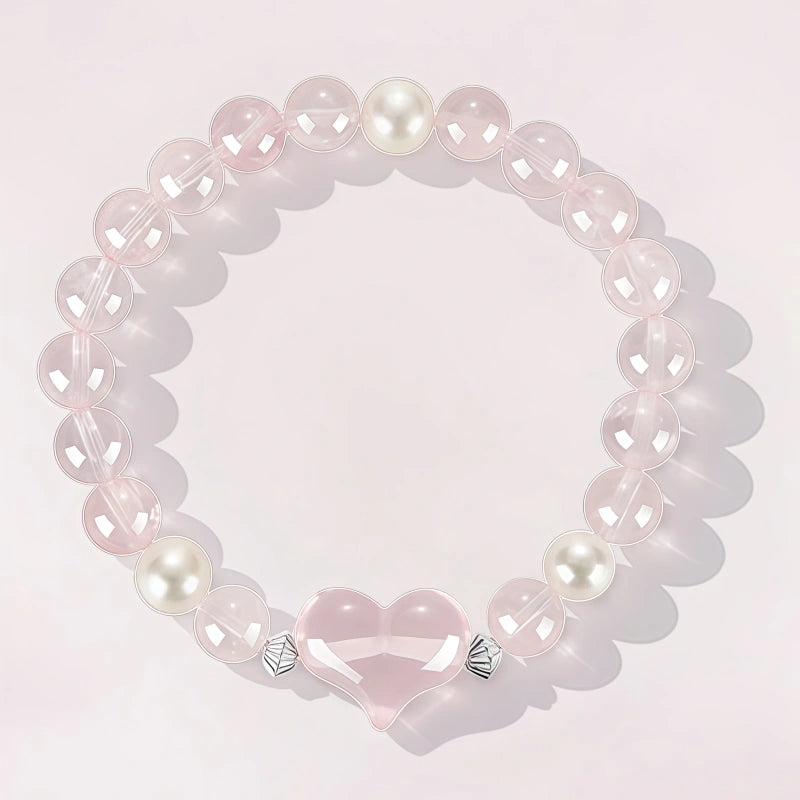 Natural Rose Quartz & Freshwater Pearl Bracelet - True Love Prelude