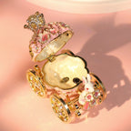 Dainty Princess Cherry Blossom Trinket Box | Enamel Bunny Carriage