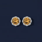 Natural Citrine Stone Retro Sunflower Earrings