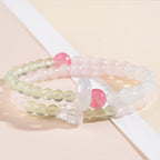 Natural Rose&Clear Quartz Prehnite White Agate Bracelet - Tranquility and Strength