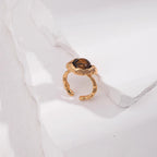 Bague en pierre naturelle Œil de tigre, lave S925 irrégulière - Cadeau de Saint-Valentin