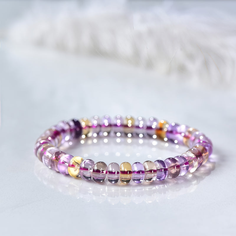 Natural Purple Yellow Crystal Double Color Bracelet - Success and Prosperity