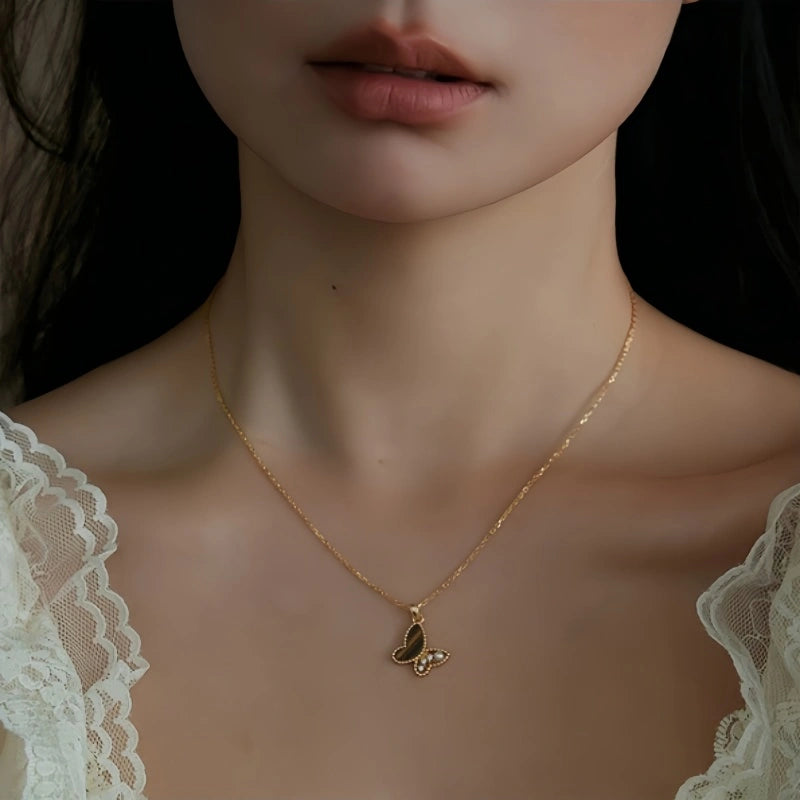Golden Butterfly Tiger Eye Stone Necklace