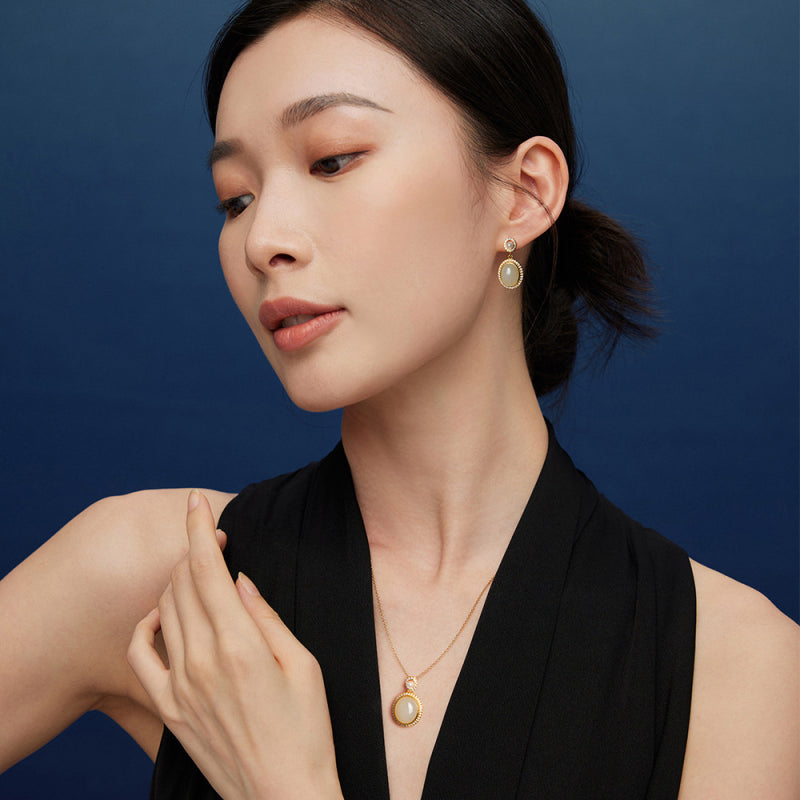 Collier de jade Hetian naturel éclat lunaire