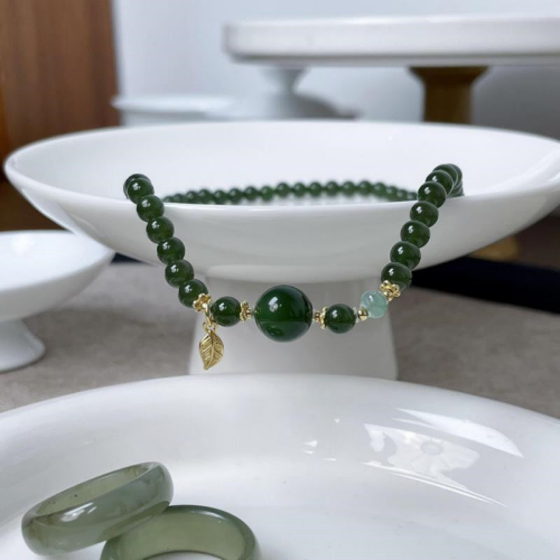 Bracelet en jade Hetian naturel Lotus Éclat Pur