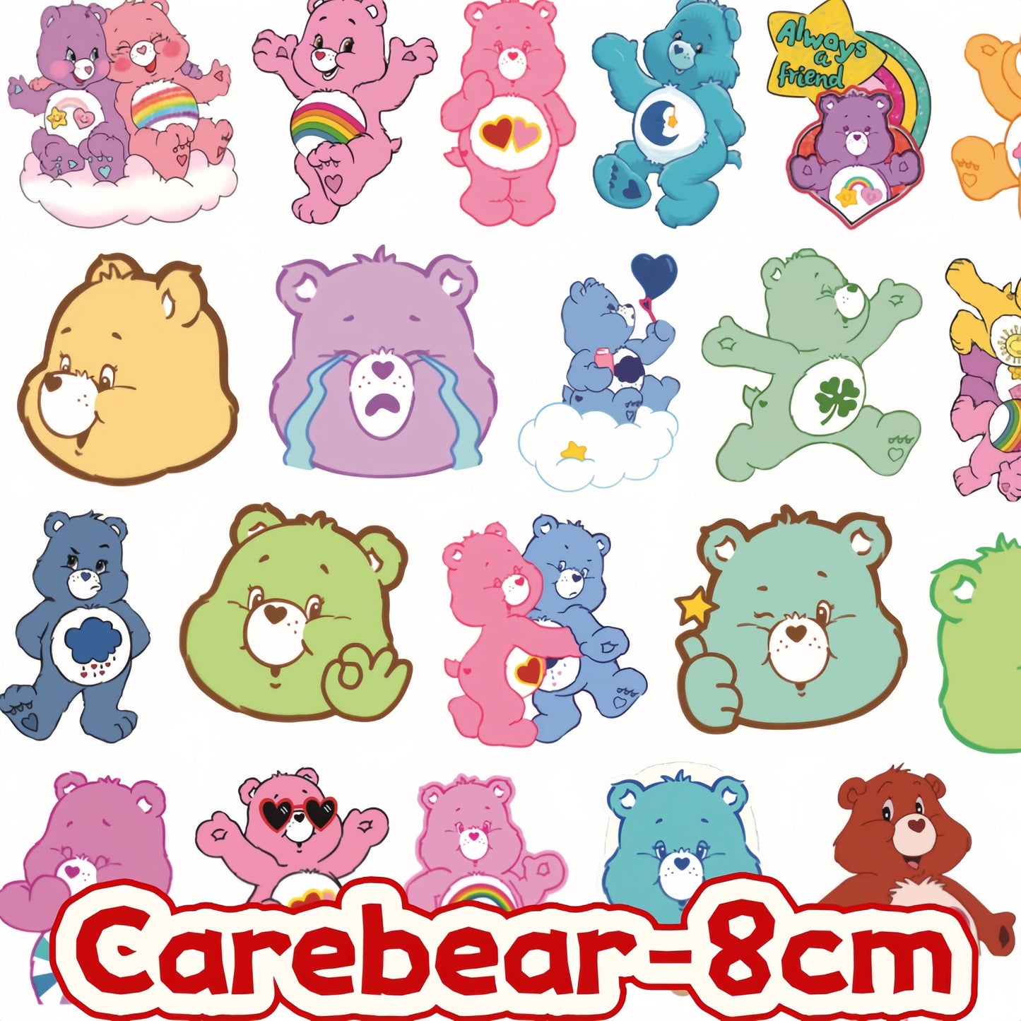 Care Bears with Hole 8cm Acrylic Charms for DIY match game-open in live