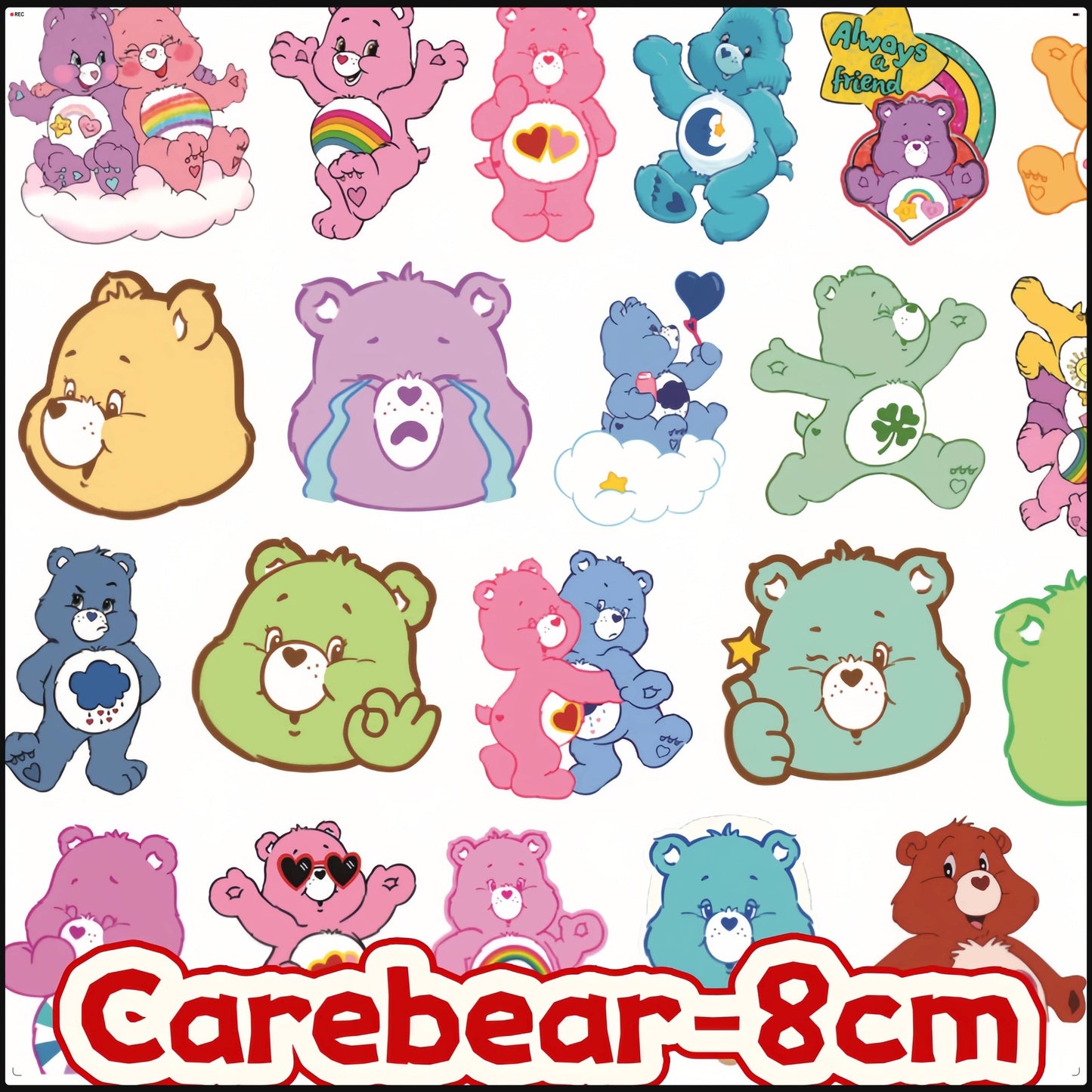 Care Bears with Hole 8cm Acrylic Charms for DIY match game-open in live