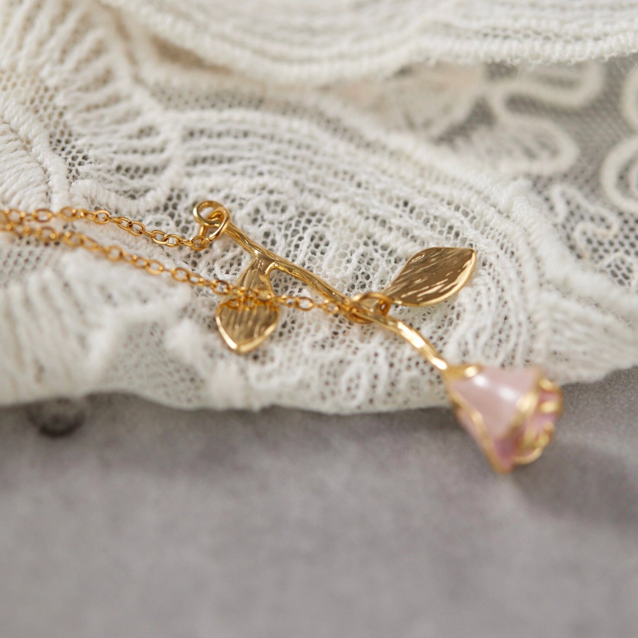 Rose Pink Necklace/Bracelet/Ring/Earrings Set - Sincere Romantic Love