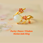 Golden Bough Plum Hetian Jade Ring – Where Luck Meets Inner Peace