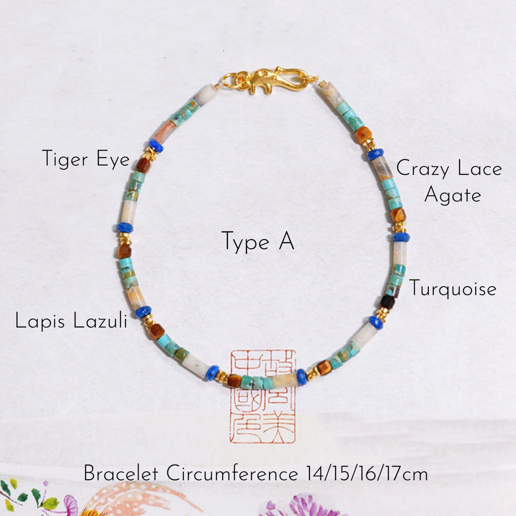 Natural Gemstones Stackable Bracelet - Balances Aura and Protection