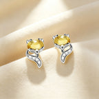 Boucles d'oreilles clous renard en citrine naturelle