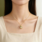 Nephrite Lotus & Gourd Necklace - Symbol of Purity and Blessings