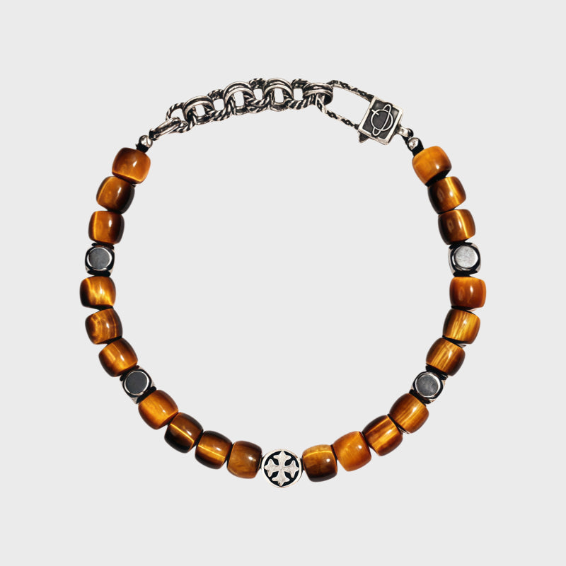Cross Protection Natural Tiger Eye Bracelet