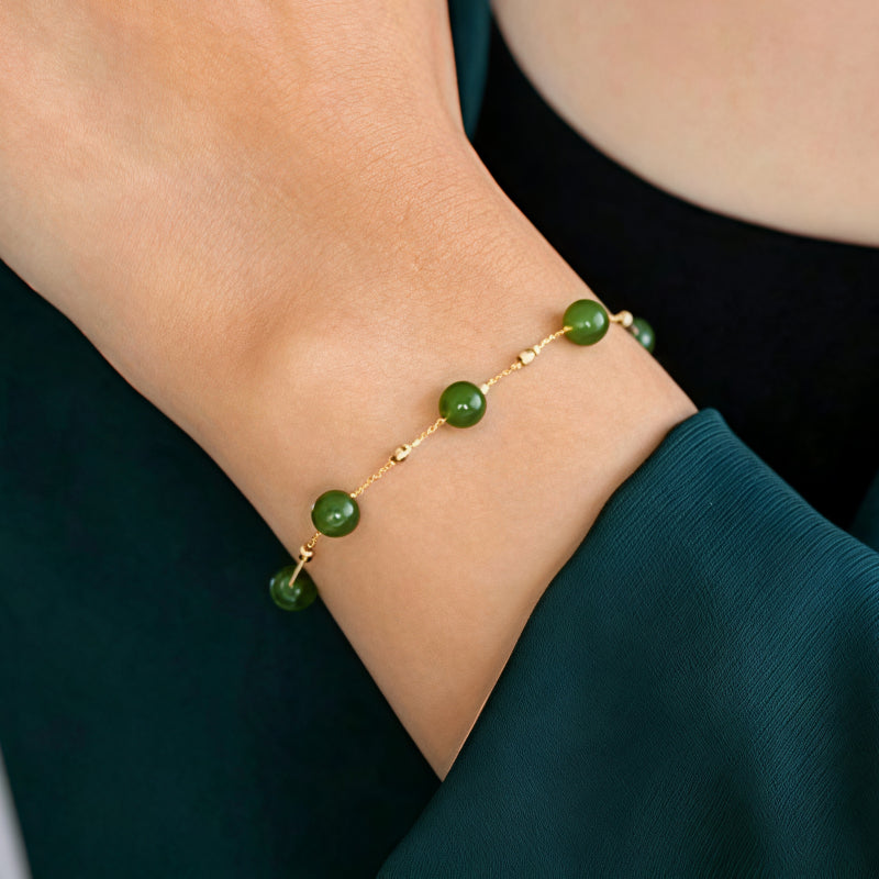 Bracelet en jade Hetian naturel Lotus Éclat Pur