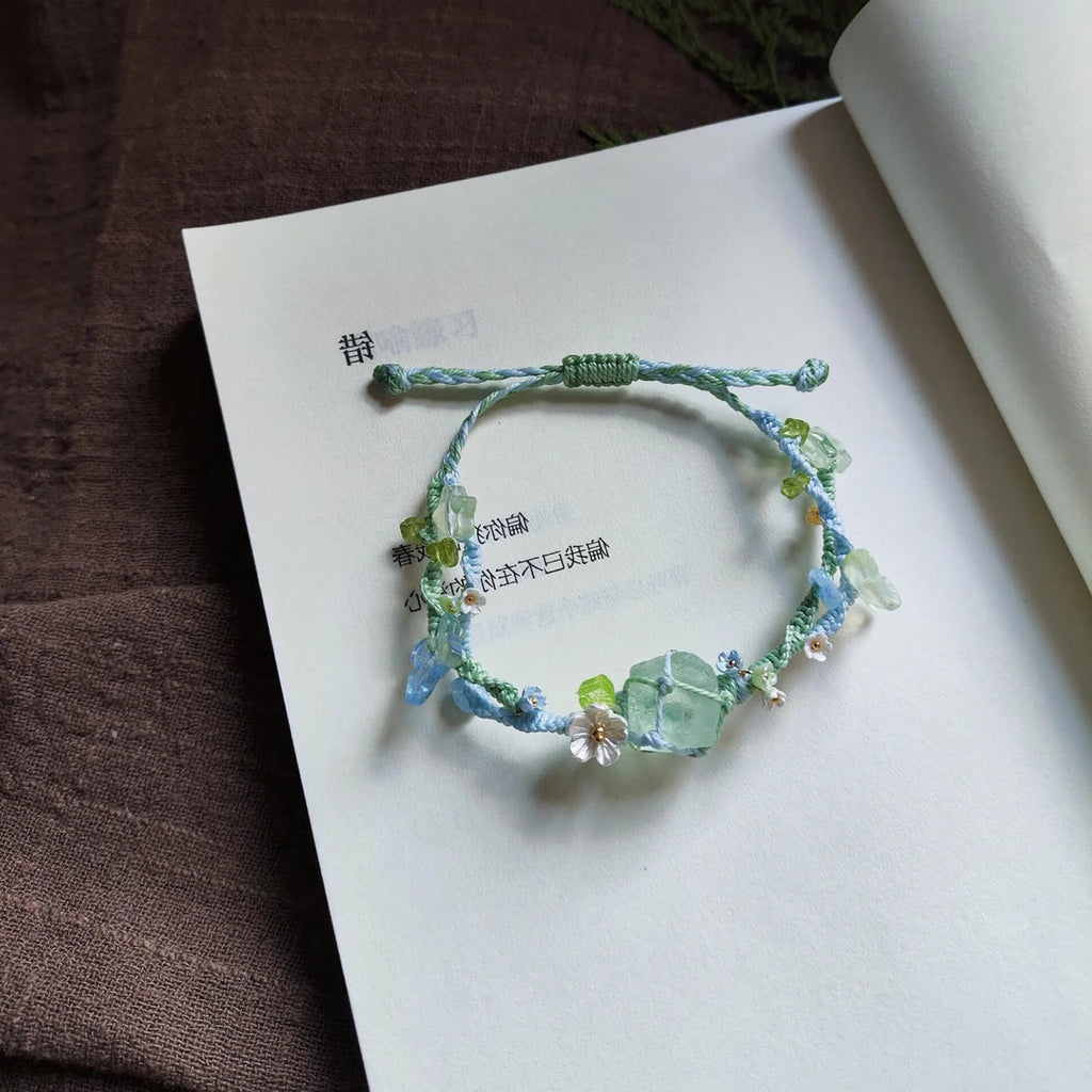 Natural Green Fluorite Hand Braided Bracelet - Clarity & Renewal Energy