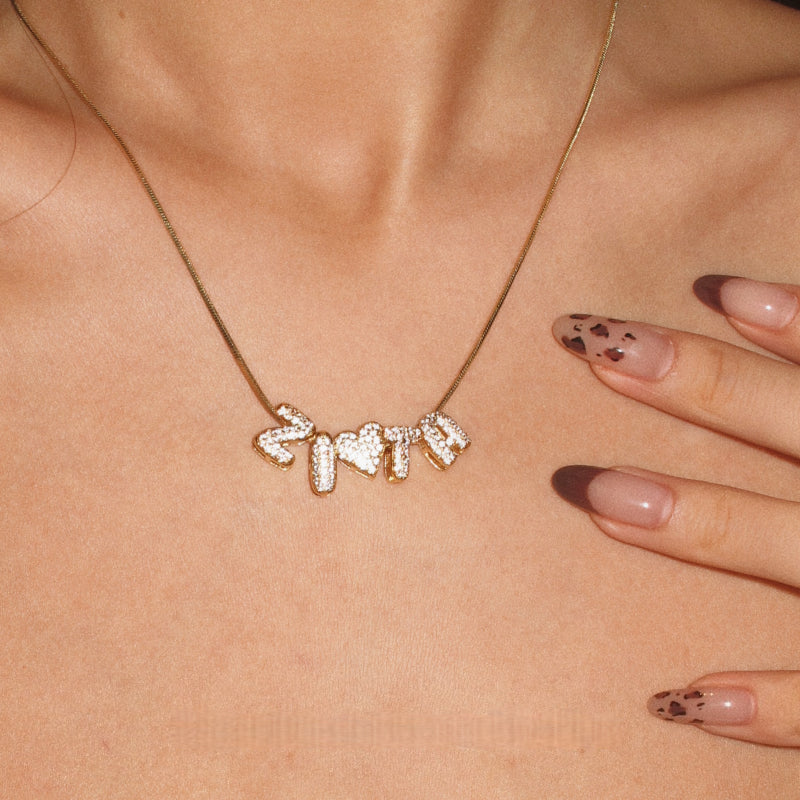Craft Your Unique Signature | Custom 26 Letters DIY Paved Diamond Name Necklace