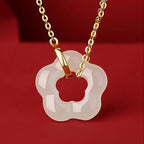 Butterfly Charm Hetian Jade Plum Blossom Necklace - Resilience & Safety