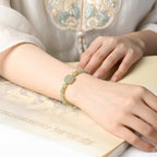 Natural Hetian Jade Square Fortune Plaque Bracelet, Ideal Blessings and Peace Gift