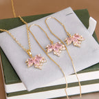 Rose Quartz Necklace Earrings Ring Jewelry Set - Embrace Self‑Love Energy