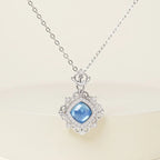 Natural Aquamarine Necklace, Pure Silver Collarbone Chain