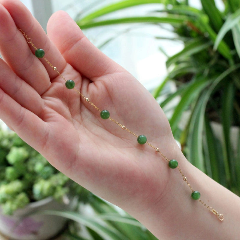 Bracelet en jade Hetian naturel Lotus Éclat Pur