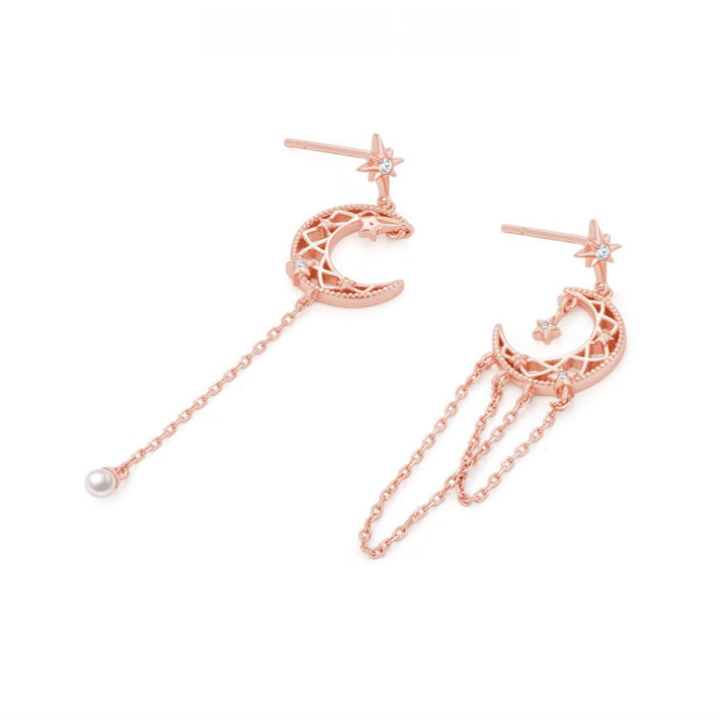 Asymmetric Earrings with Star Moon Tassels - Anchor Inner Peace