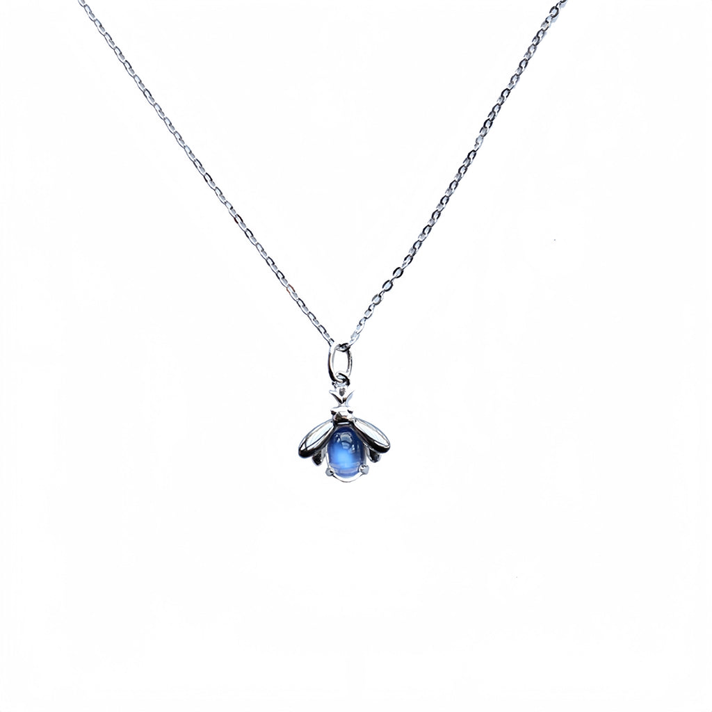 Pendentif Trèfle à quatre feuilles bleu en cristal naturel – Cadeau porte-bonheur pour elle / Maman