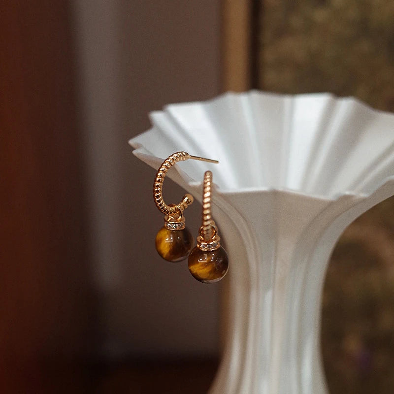 Boucles d'oreilles Tigre C, Bijoux vintage de luxe en cristal Maillard pour la prospérité