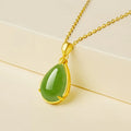 Elegant  Natural Hetian Jade Teardrop Necklace