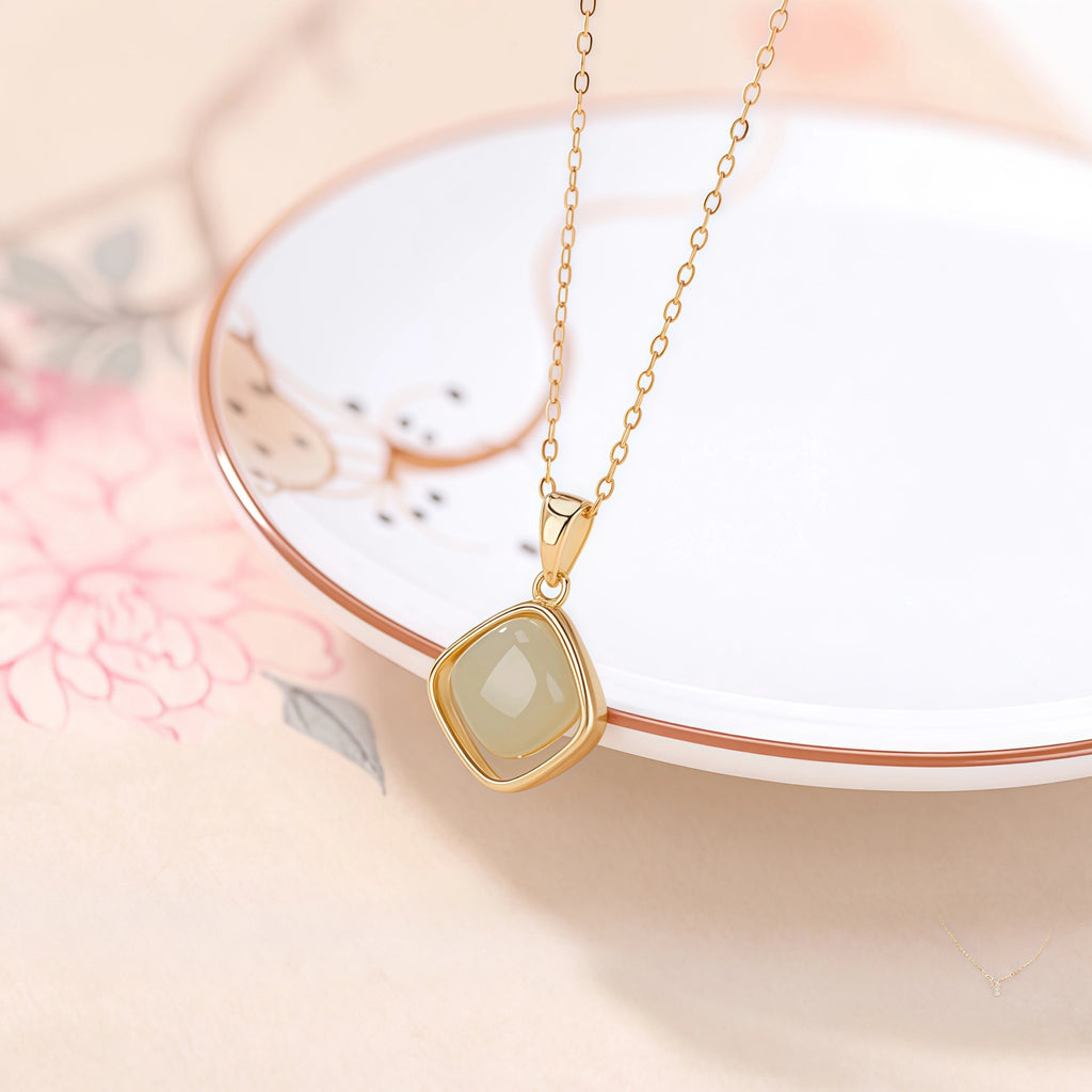 Luxury Gold Square Pendant Necklace - Stability & Protection