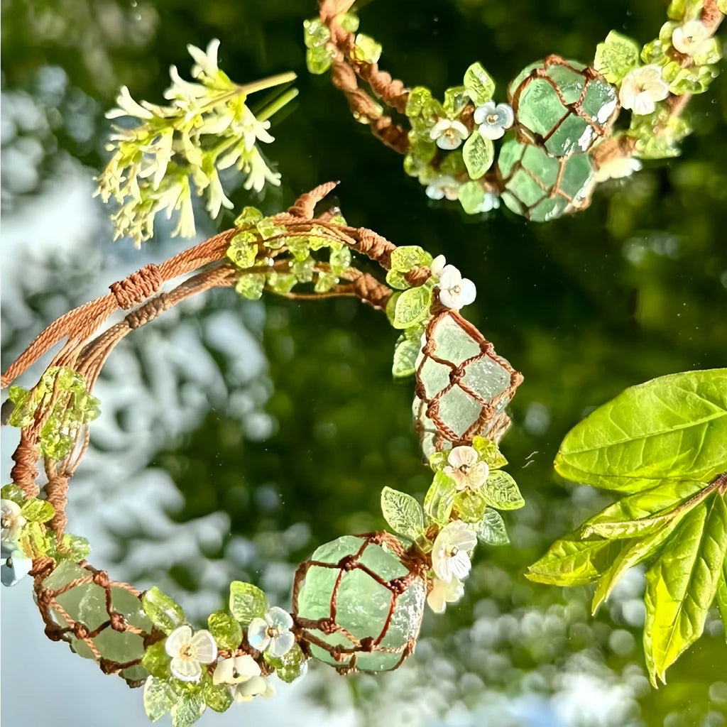 Bracelet tressé floral fait main
