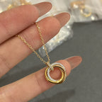 Gold-Tone Intertwined Circle Pendant Necklace | Elegant Birthday Jewelry