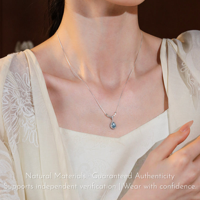 Natural Aquamarine Necklace – Activate Throat Chakra, Clear Expression, Attract Benefactors