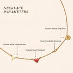 Customizable Letter/Zodiac/Zircon/Enamel Heart Pendant Necklace