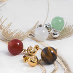 Boucles d'oreilles en pierre naturelle œil de tigre - Symbole de bon augure et de richesse