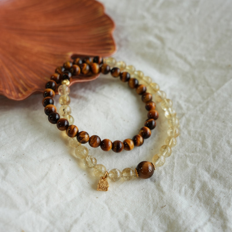 Natural Citrine & Tiger Eye Bracelet - Attracts Wealth & Transforms Luck